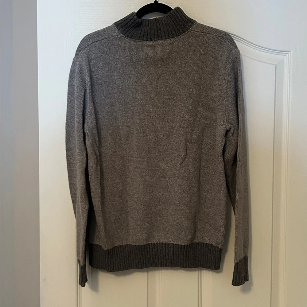Eddie Bauer Men's Quarter Zip Gray Sweater size medium 100% Cotton